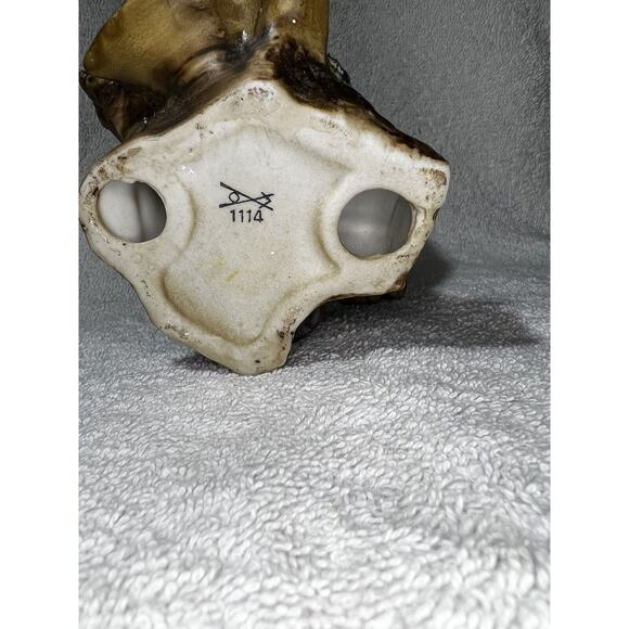 Vintage Homco Porcelain Brown Owl On Log With Raised Wings 5" Figurine #1114 - Picture 4 of 6